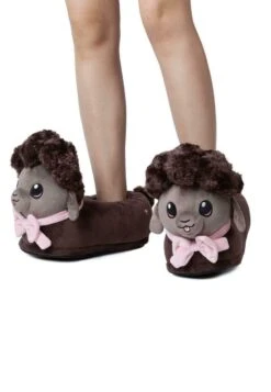 PLÜSCH-TIER-PANTOFFELN - Hausschuh - "betty" Das Schäfchen (braun)